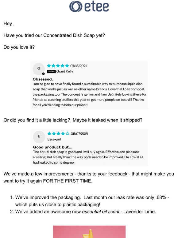 etee INTRODUCING. Our New LAVENDER LIME Dish Soap! Milled