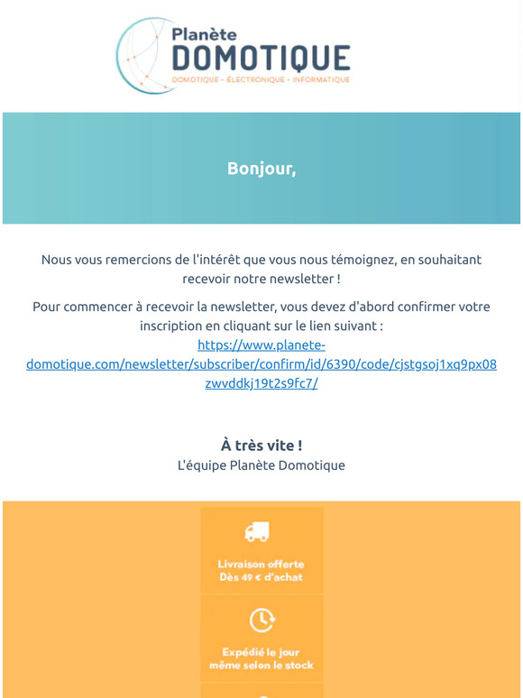 Demande de confirmation d'inscription  la newsletter
