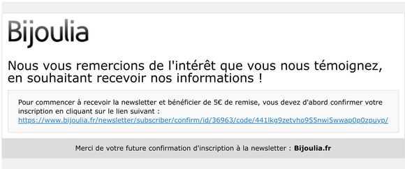 Demande de confirmation d'inscription  la newsletter