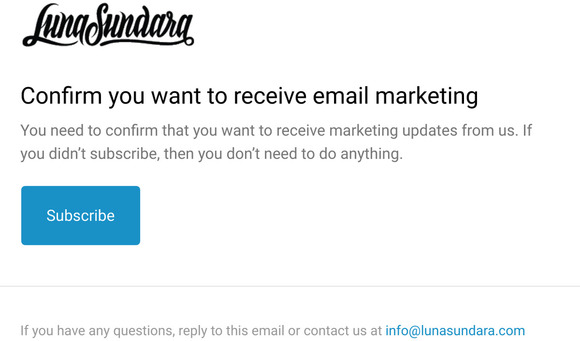 Confirm you want to receive email marketing