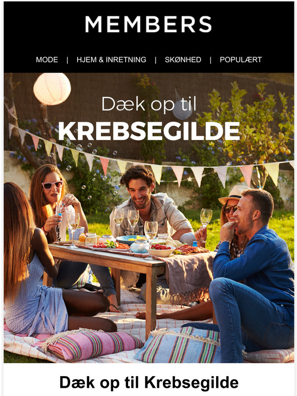 Lad krebseprmieren begynde  Borddkningsdetaljer & mere