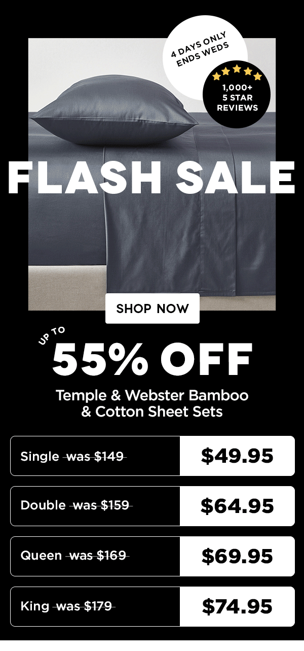 Wayfair Australia Flash sale Bamboo & cotton sheets from 49.95 Milled