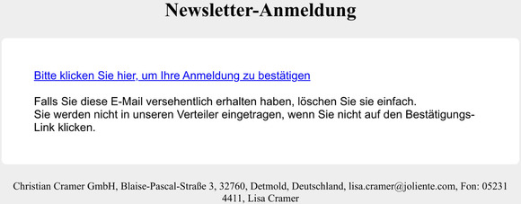 Bitte besttigen Sie Ihre Anmeldung