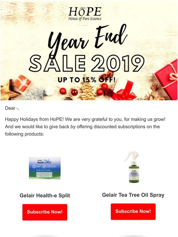 Happy Holidays from HoPE! Subscribe and save offers inside