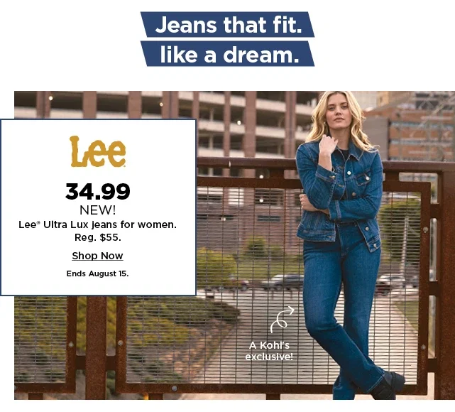 34.99 lee ultra lux jeans for women.  shop now.