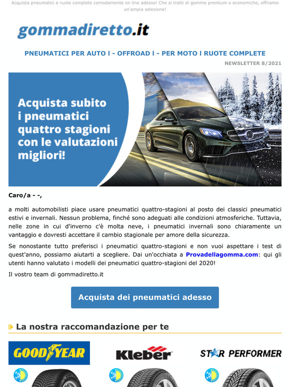 I migliori pneumatici per tutte le stagioni!
