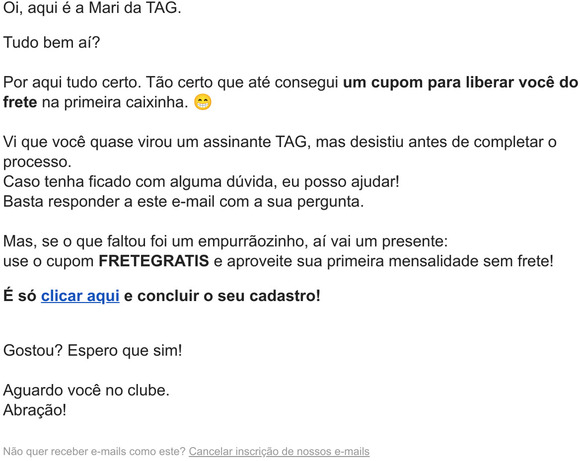 Ol, consegui frete grtis pra voc!