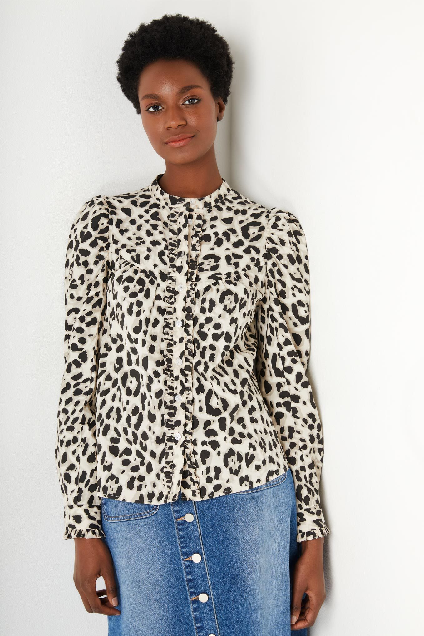Freida Leopard Print Blouse - Neutral