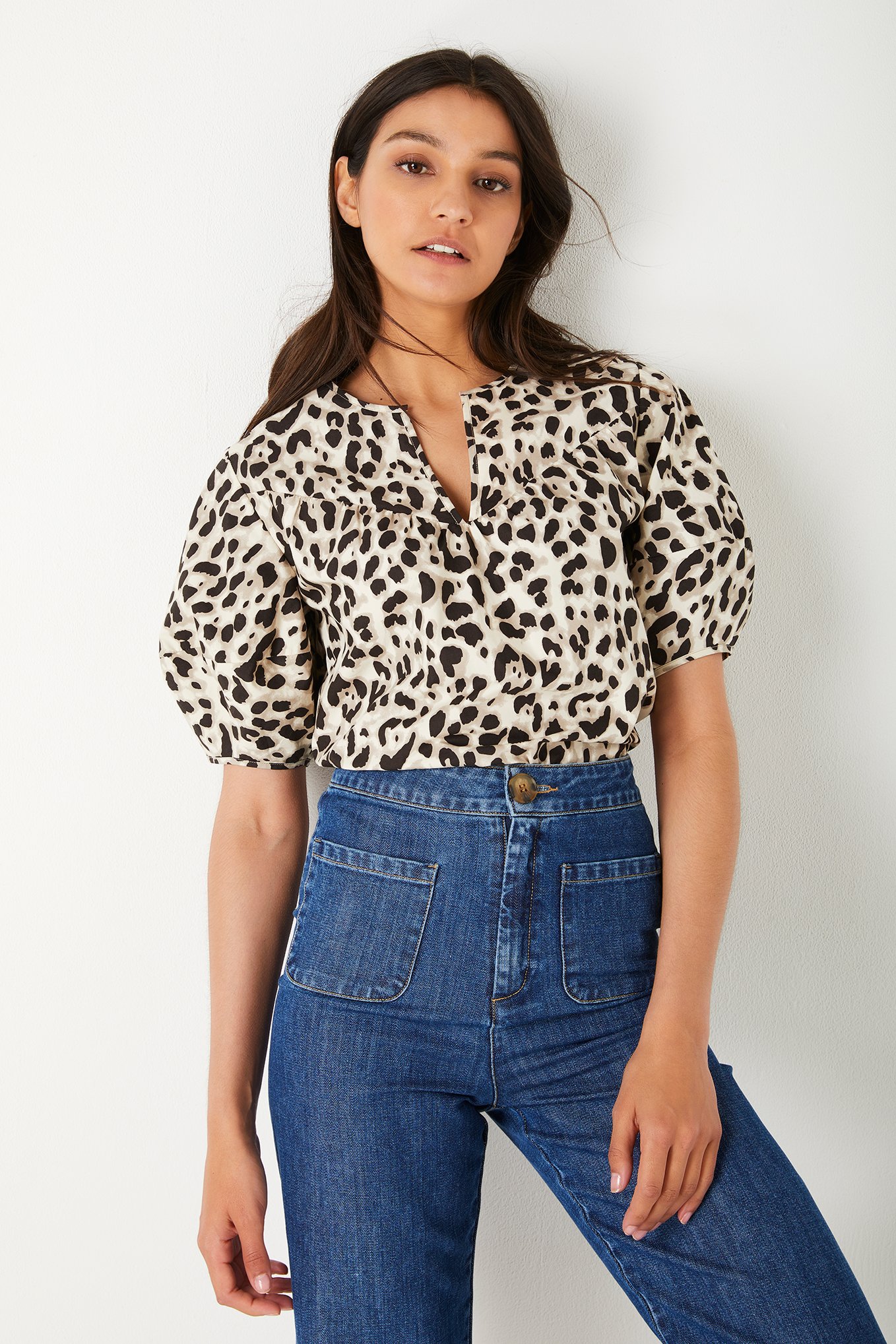 Roxanne Leopard Blouse - Neutral