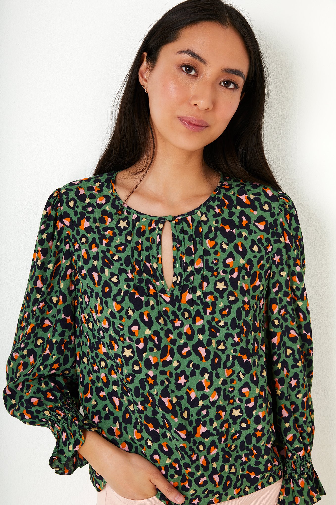 Stella Leopard Blouse - Khaki