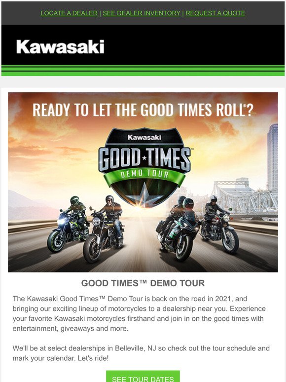 Kawasaki: The Good Times Demo Tour is coming to Bellville, NJ |