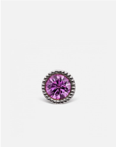 3mm Rose Purple Diamond Scalloped Set Earstud in White Gold