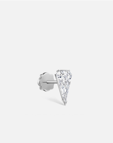 8mm Low Profile Silhouette Diamond Threaded Stud Earring in White Gold