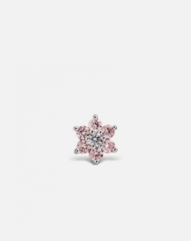 4.5mm Pink Diamond Flower Threaded Stud in White Gold