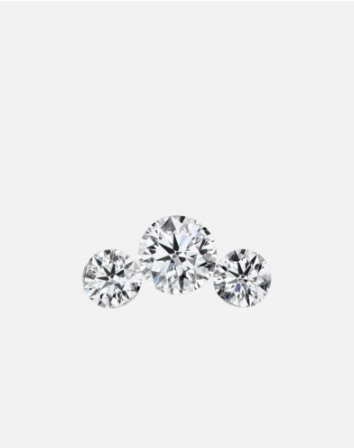 Invisible Set Three Diamond Curve Threaded Stud in White Gold
