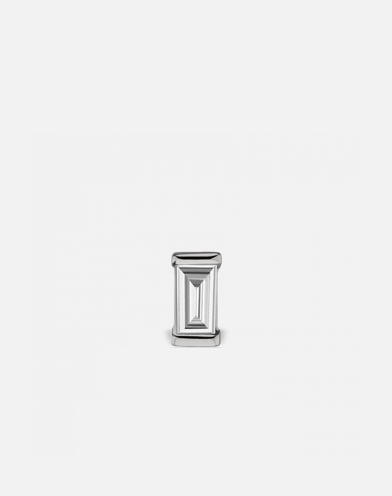 Diamond Baguette Threaded Stud in White Gold