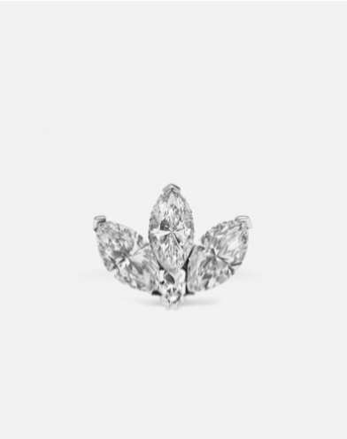 6mm Diamond Engraved Lotus Threaded Stud in White Gold
