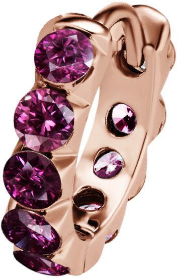 8mm Invisible Set Large Rose Purple Diamond Eternity Clicker in Rose Gold