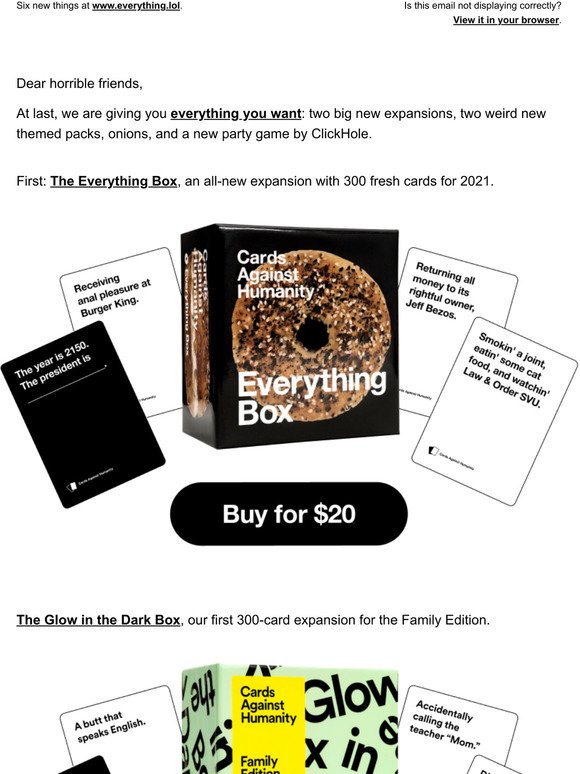 Cards Against Humanity Cards Against Humanity Everything Box 300 Card Expansion New 2021 *Sealed* 