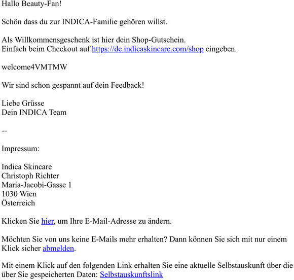 Dein persnlicher Indica Skincare Gutscheincode