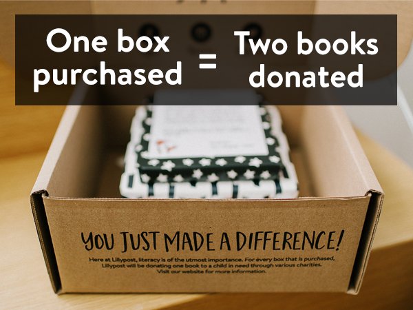 One box purchased = Two books donated