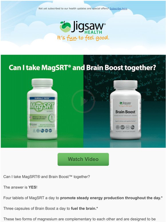 Can I take MagSRT and Brain Boost together?