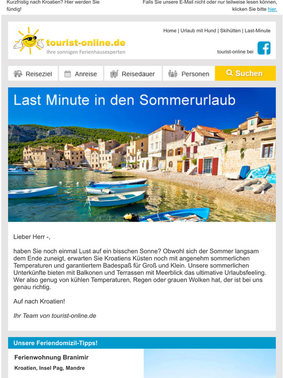 Last Minute Sommerurlaub in Kroatien