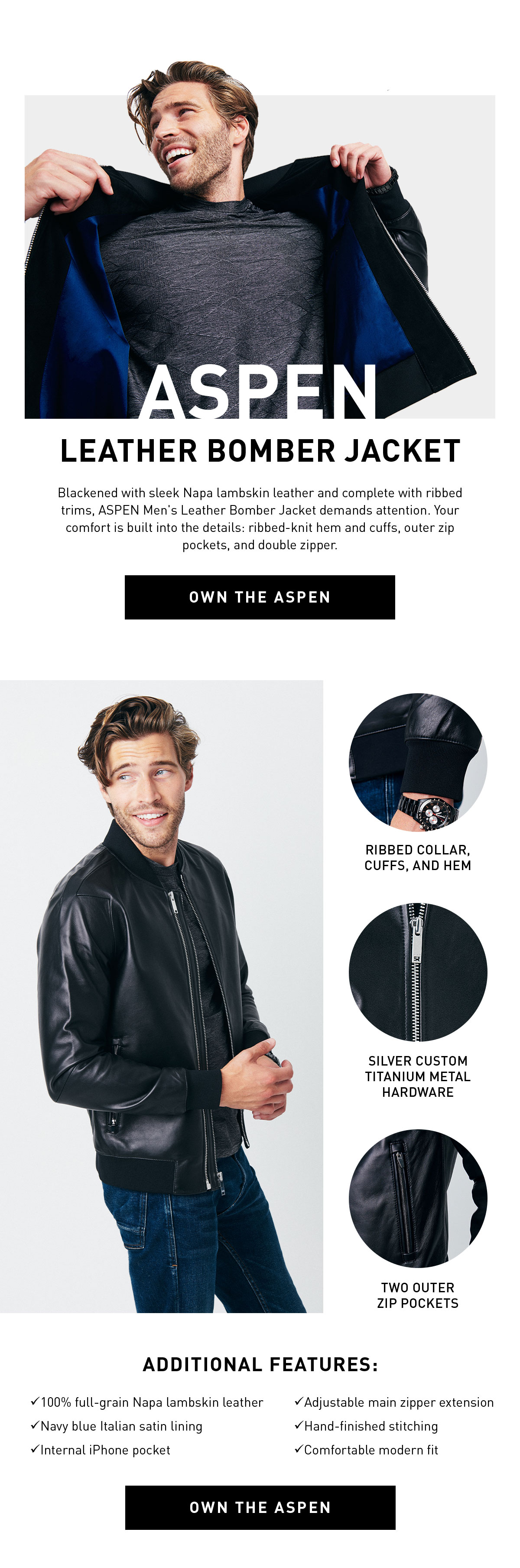 ASPEN LEATHER BOMBER JACKET