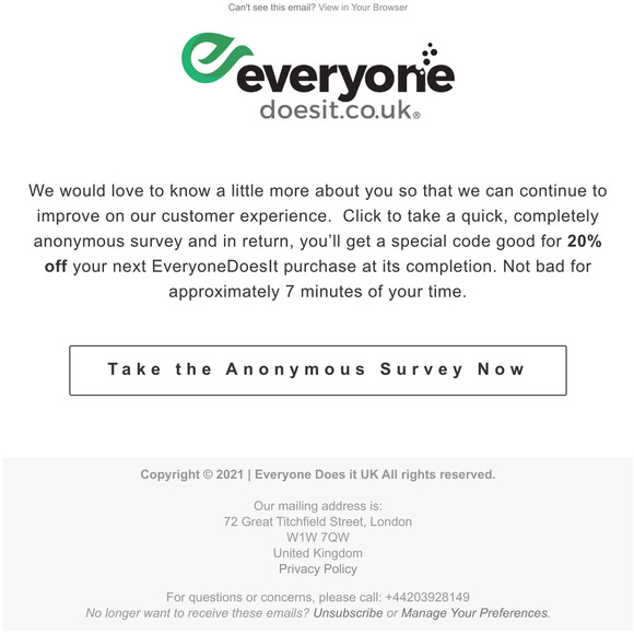 Take A Quick Survey for a BIG Discount
