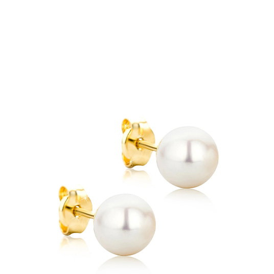 DIAMADA 14KT Freshwater Pearl Earring Yellow Gold