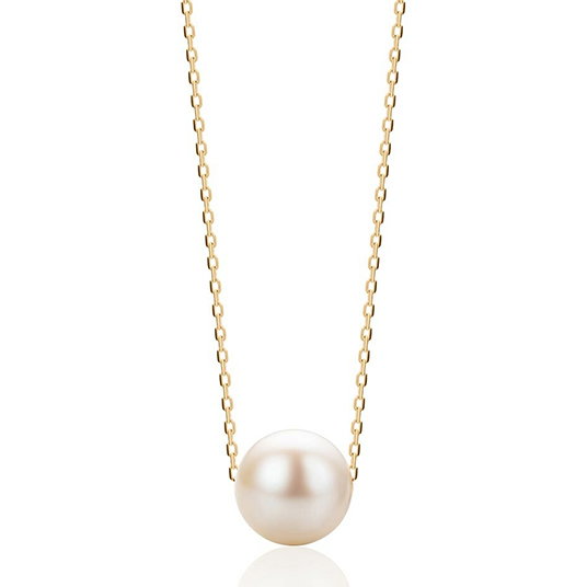 DIAMADA 14KT Pearl Necklace Yellow Gold 
