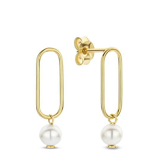  Isabel Bernard Belleville Luna 14 Karat Ear Studs With Freshwater Gold 