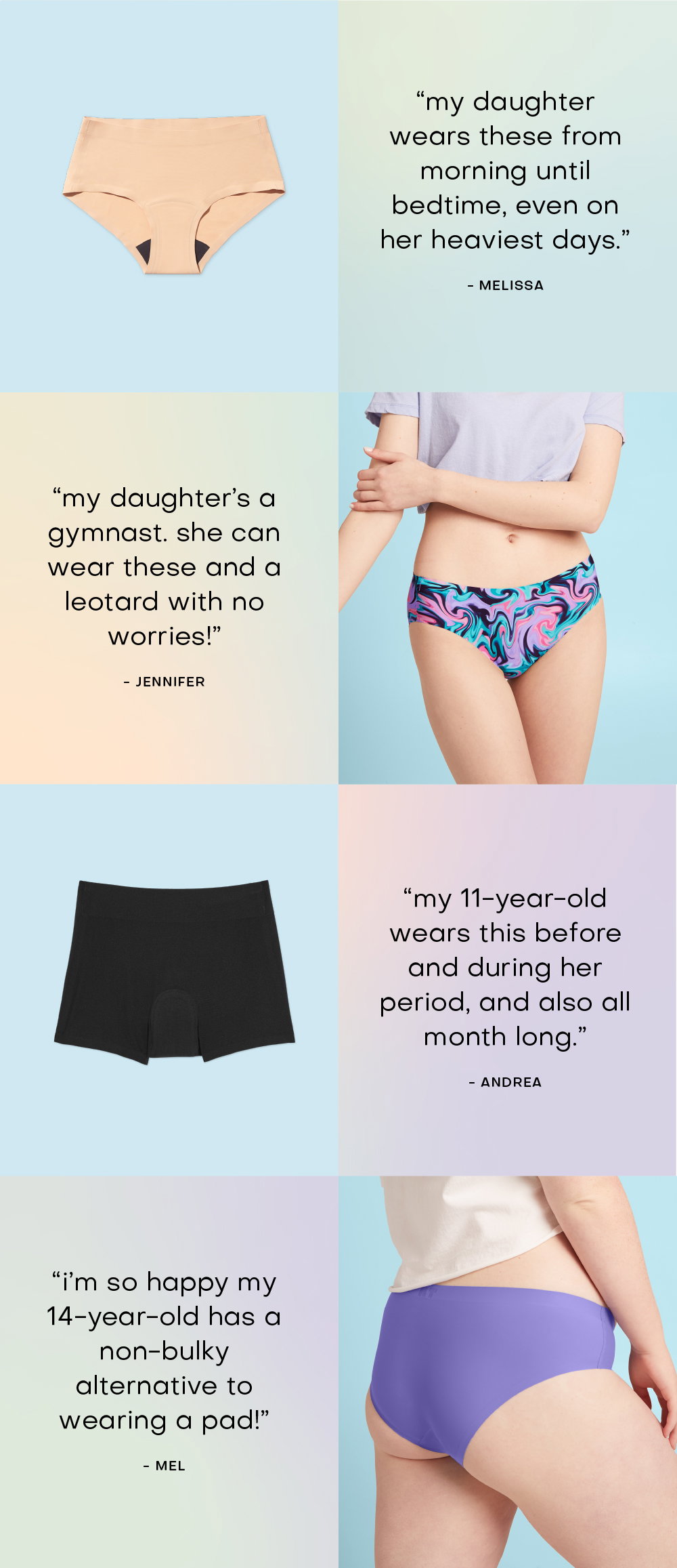 "my daughter wears these from morning until bedtime, even on her heaviest days"