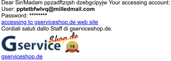 Registration confirmation gserviceshop.de