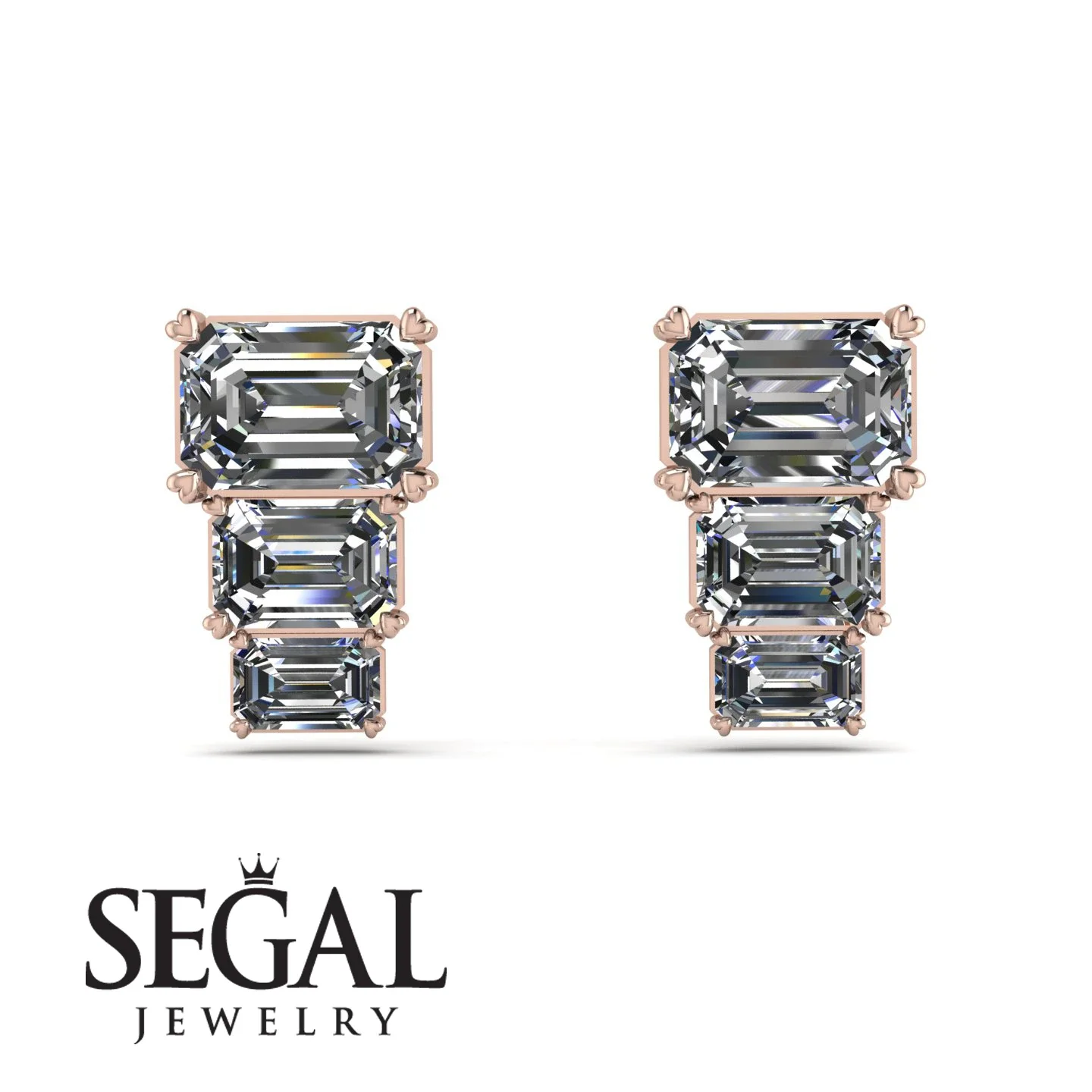 Image of Hidden Diamonds Emerald Diamond Earrings - Briella No. 2