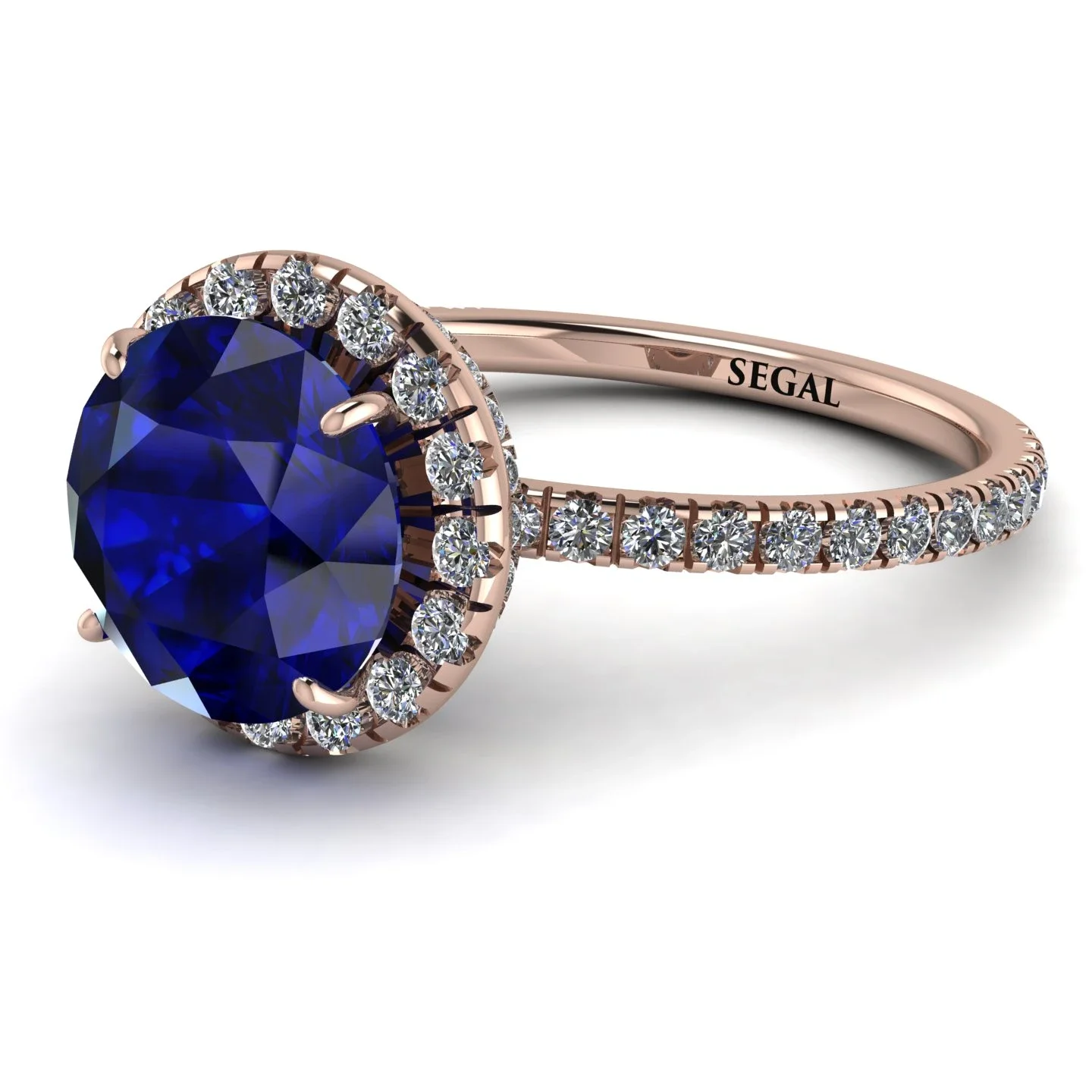 Image of 2ct Big Double Hidden Halo Sapphire Engagement Ring - Catalina No. 14