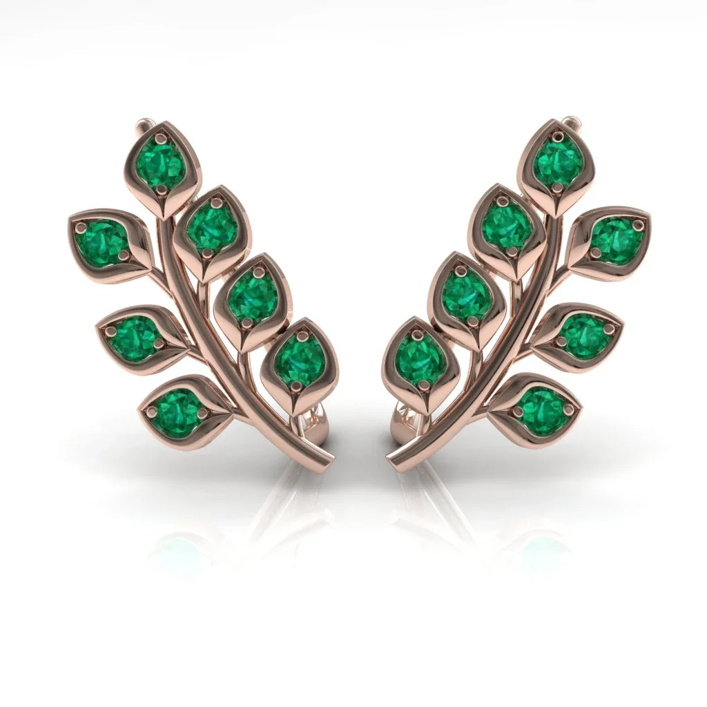 Image of Many Leaves All Around Diamond Earrings- Sydney no. 5