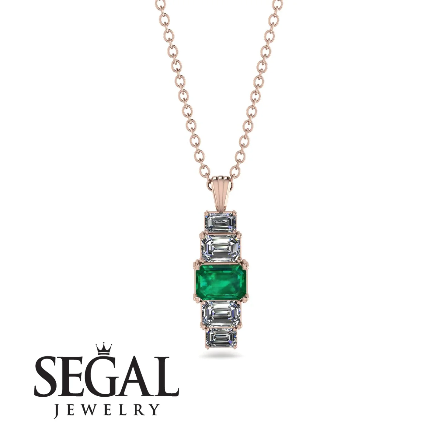 Image of Emerald Cut Emerald Stairs Necklace - Briella No. 5