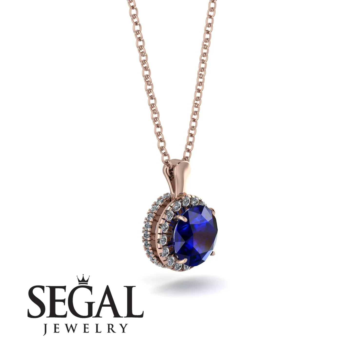Image of Hidden Halo Sapphire Necklace - Catalina No. 14