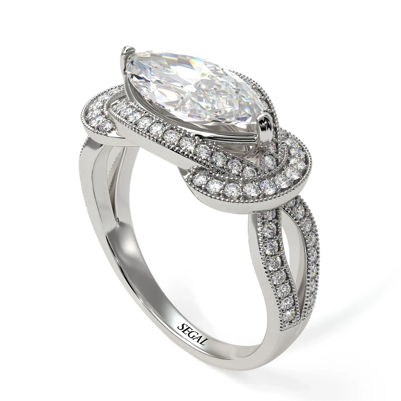 Image of Milgrain Marquise Diamond Engagement Ring - Marley No. 3