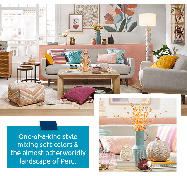 One-of-a-kind style mixing soft colors & the almost otherworldly landscape of Peru.