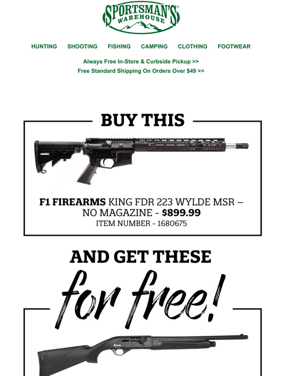 Sportsman's Warehouse Buy an F1 Firearms MSR and get a free shotgun