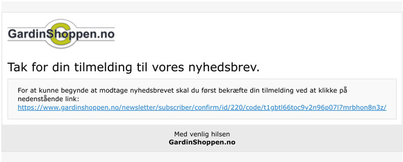 Bekr&aelig;ftelse af nyhedsbrevstilmelding