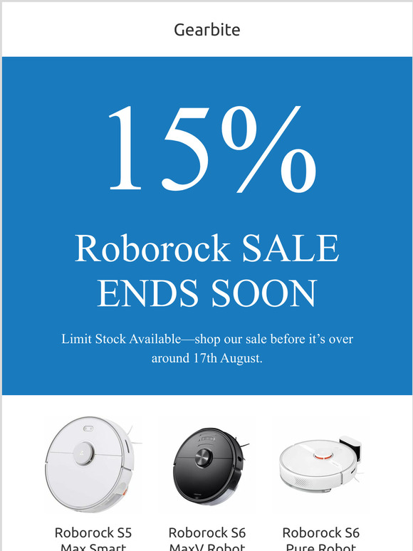 Roborock Robot Vacuum Special 15% off.