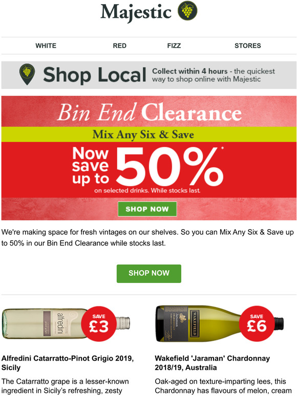 Majestic Wine: Bin End Clearance: save up to 50% | Milled