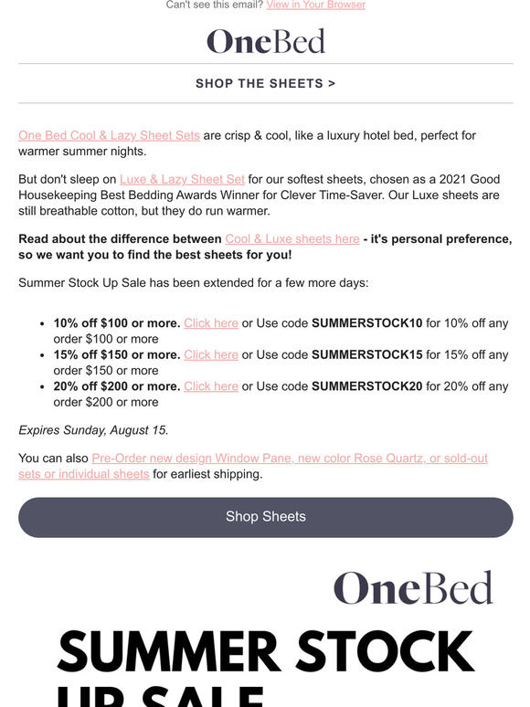 One Bed Get 20 off! Cool Sheets For Summer Milled