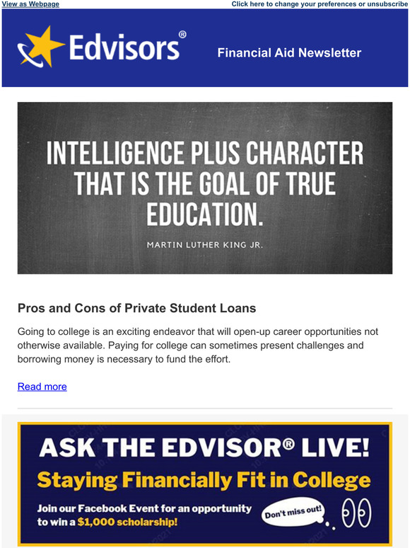 Edvisors: Inside: How You Could Win A Scholarship On August 19 | Milled