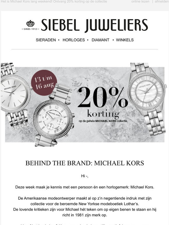 siebel juweliers NL: -maak kennis met Michael Kors! | Milled