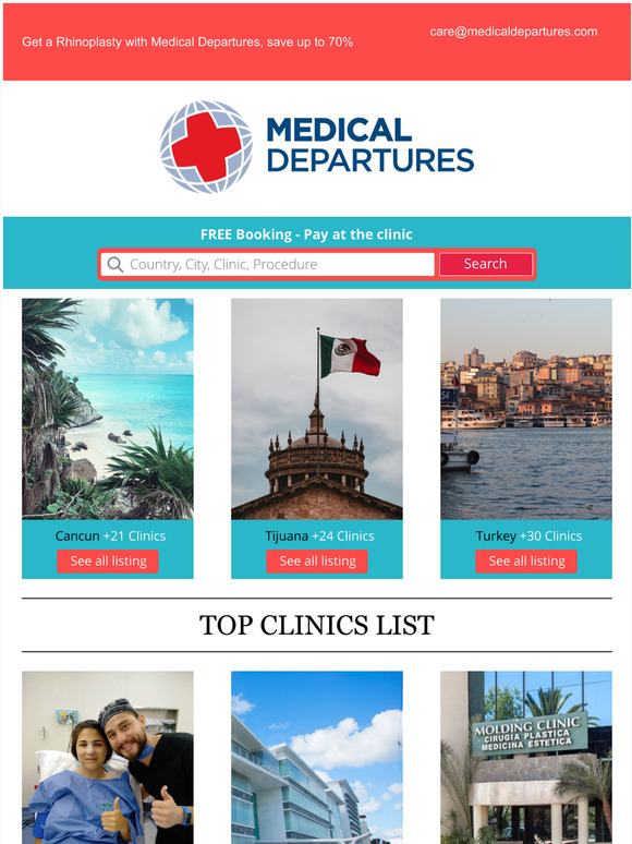 book a Rhinoplasty with Medical Departures, save up to 70%