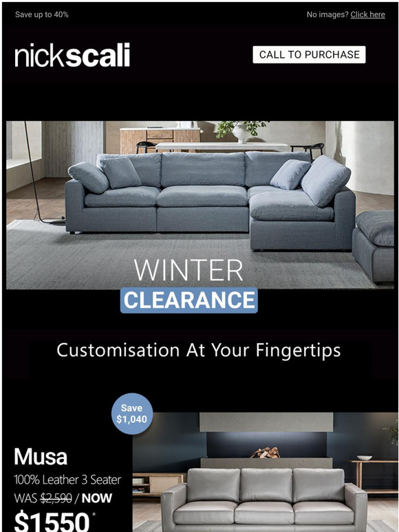Nick Scali Online Winter Clearance, Don't Miss Out! Milled